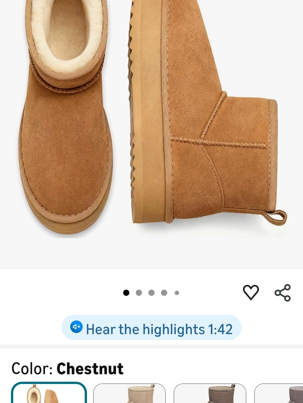 Chestnut Suede Shearling-Lined Ankle Booties
